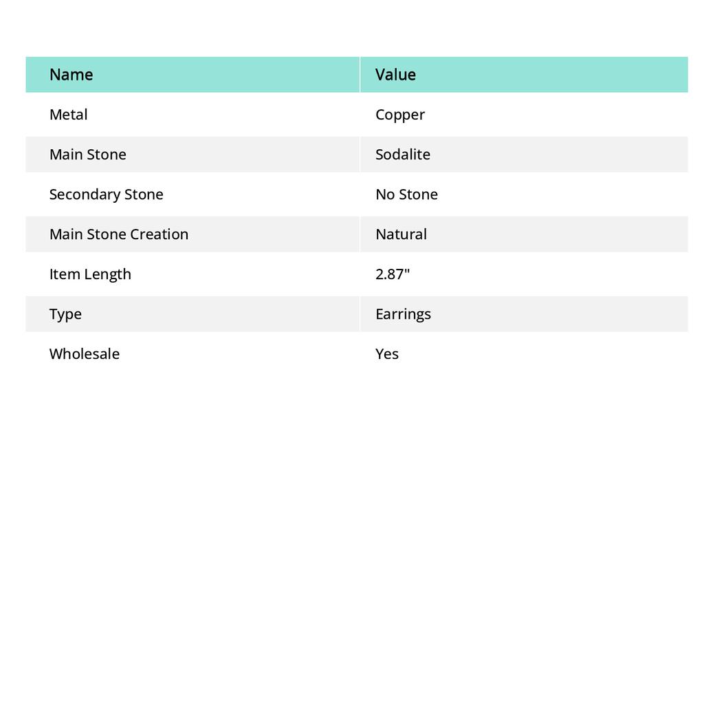 Natural Sodalite Gemstone Handmade Copper Wire Wrap Gift Earring 2.87 M0R17