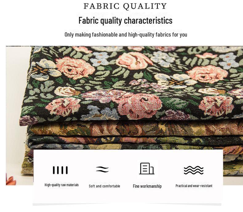 250G Ethnic Style Floral Jacquard Polyester-Cotton Fabric