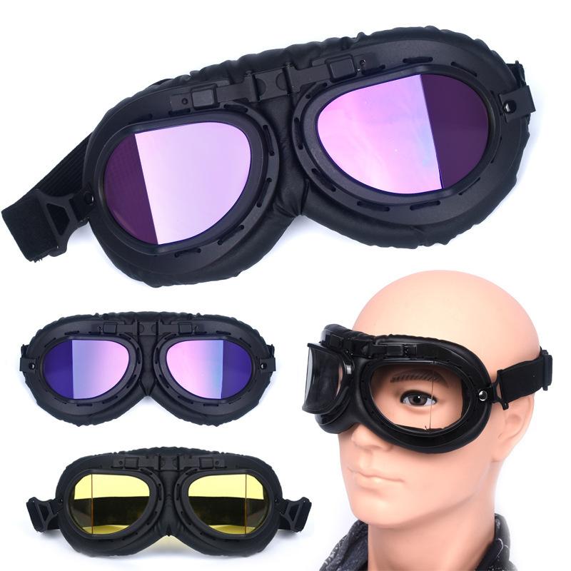 Black Sports Goggles Motorcycle Riding Protective Goggles Classic Vintage Helmet Glasses Windproof Sand