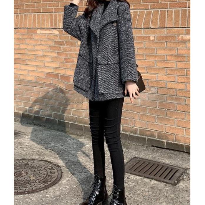 

Women s Plaid Woolen Coat: Versatile Mid-Length Autumn/Winter 2025 Style S 85-100