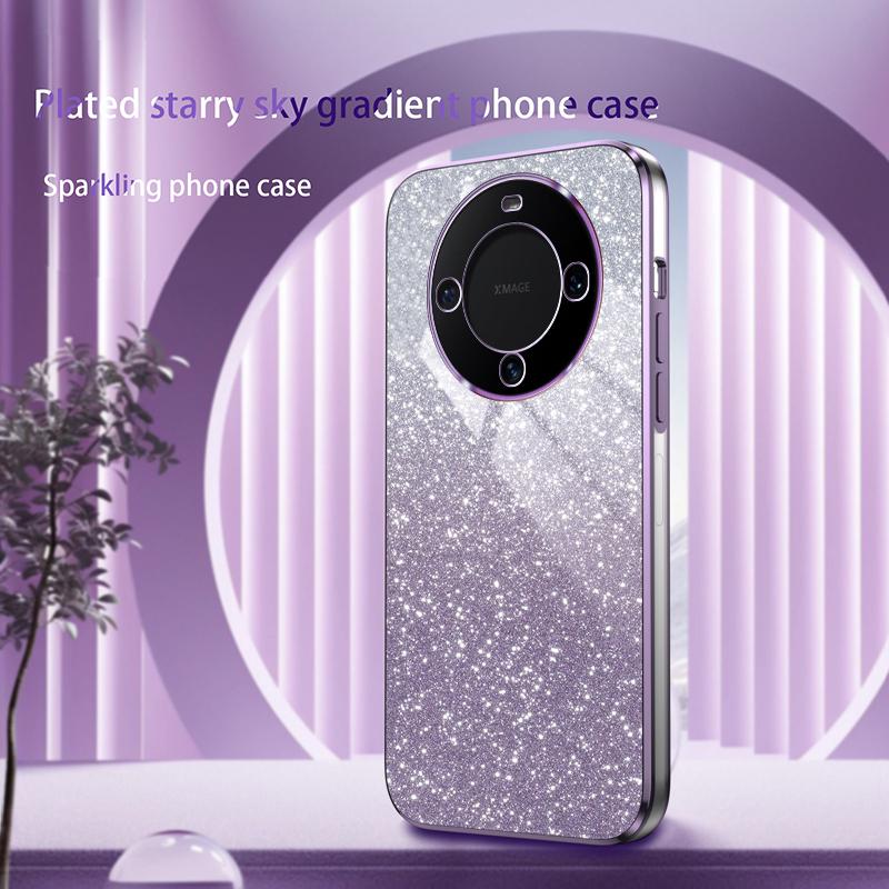 Glänzende Glitzerbeschichtung Silikonhülle für Huawei Mate 60 50 40 30 Pro Kameraobjektiv Weiche Rückabdeckung