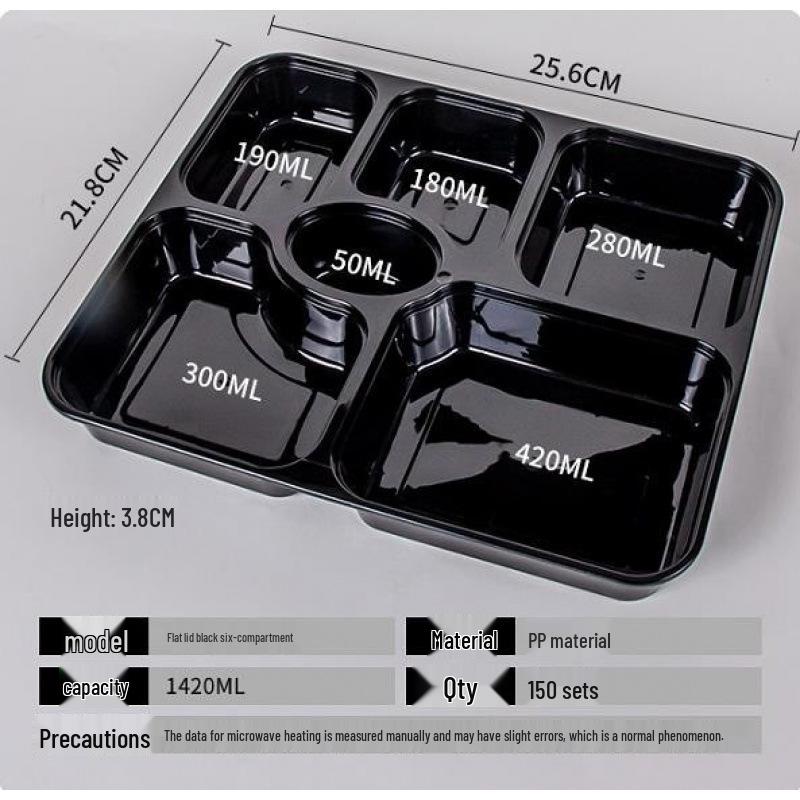 Custom Multi-Compartment Disposable Food Containers - 4, 5, or More Compartments - Takeaway Bento Fast Food Boxes, Rectangular Lunch Boxes