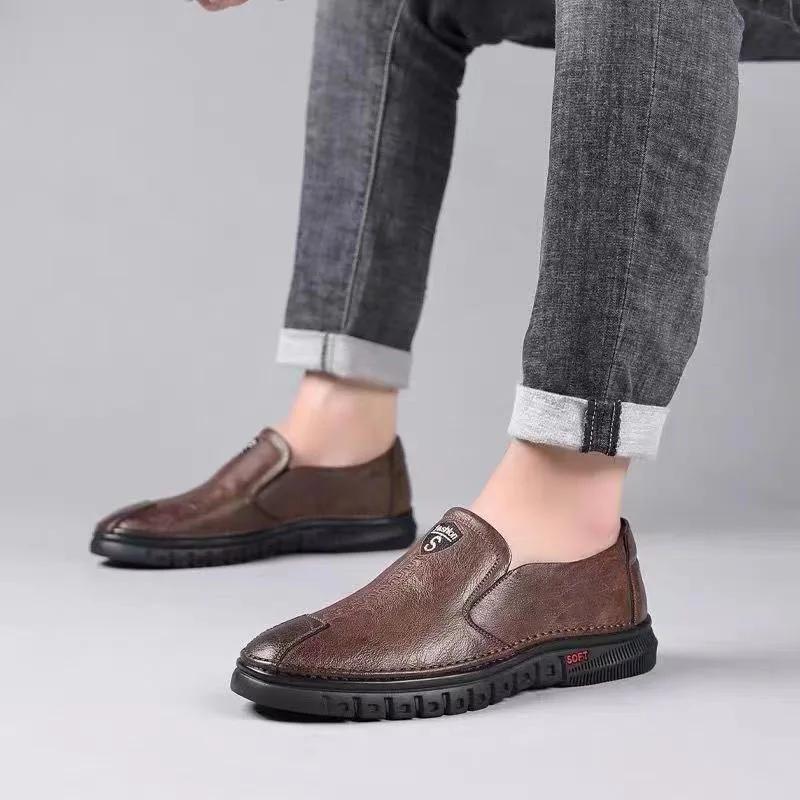 2026 PU Leather Men's Loafers Luxury Men Casual Shoes New Fashion Driving Shoes Breathable Slip On Men Moccasins Plus Size 39~44