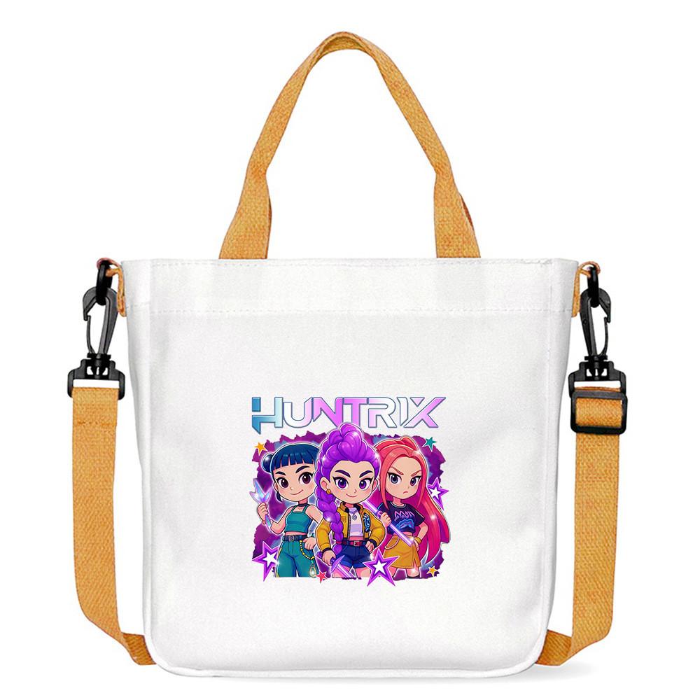 Kids Girls Kpop Hunters Derpy Rumi Zoey Mira Printed Student Lightweight Crossbody Bag Casual Canvas Shoulder Bags
