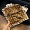 71Cm New Chinese Simulation Silk Square Scarf Soft and Skin-friendly Ink Flower Rhyme Printing Silk Scarf Neck Sunscreen Small Scarf