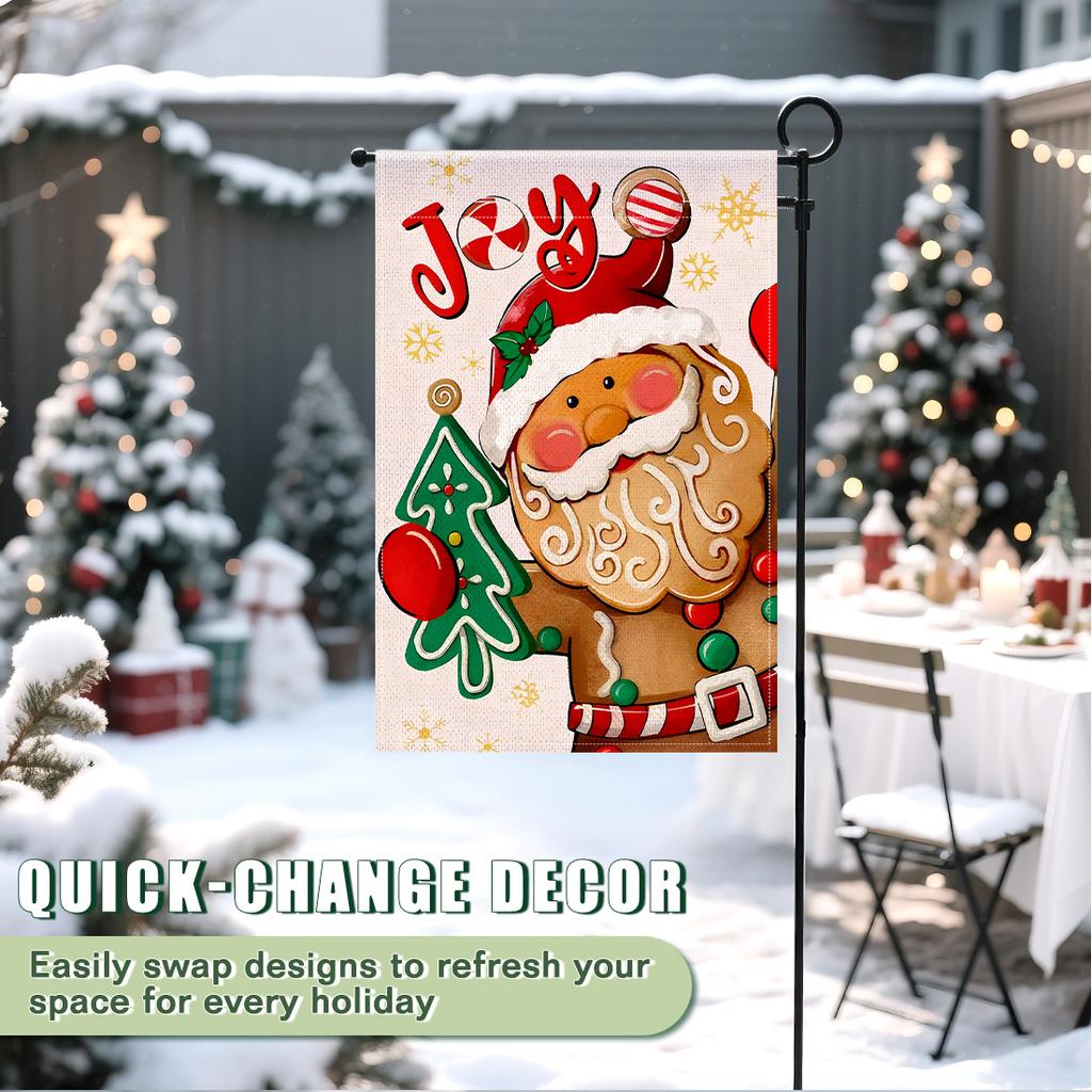 Christmas Gingerbread manGarden Flag 12x18 Inch Double Sided for Courtyard Outdoor Welcome Flag Decoration (Excluding Flagpole)