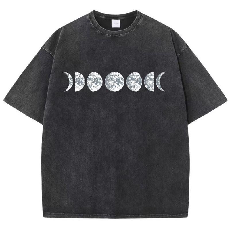 

Футболка с художественным дизайном в виде лунного узора, мужская, универсальная, молодежная, эстетичная, с выражением индивидуальности, шикарная, с коротким рукавом 3XL