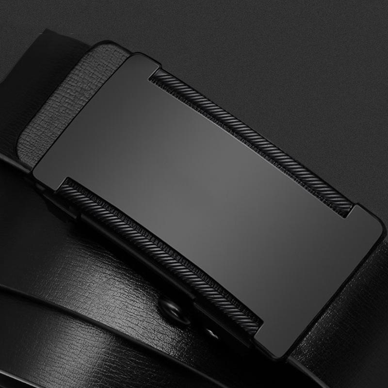 Men's Genuine Leather Automatic Buckle Simple Business Young Man Cowhide Belt Middle Aged and Young Trousers