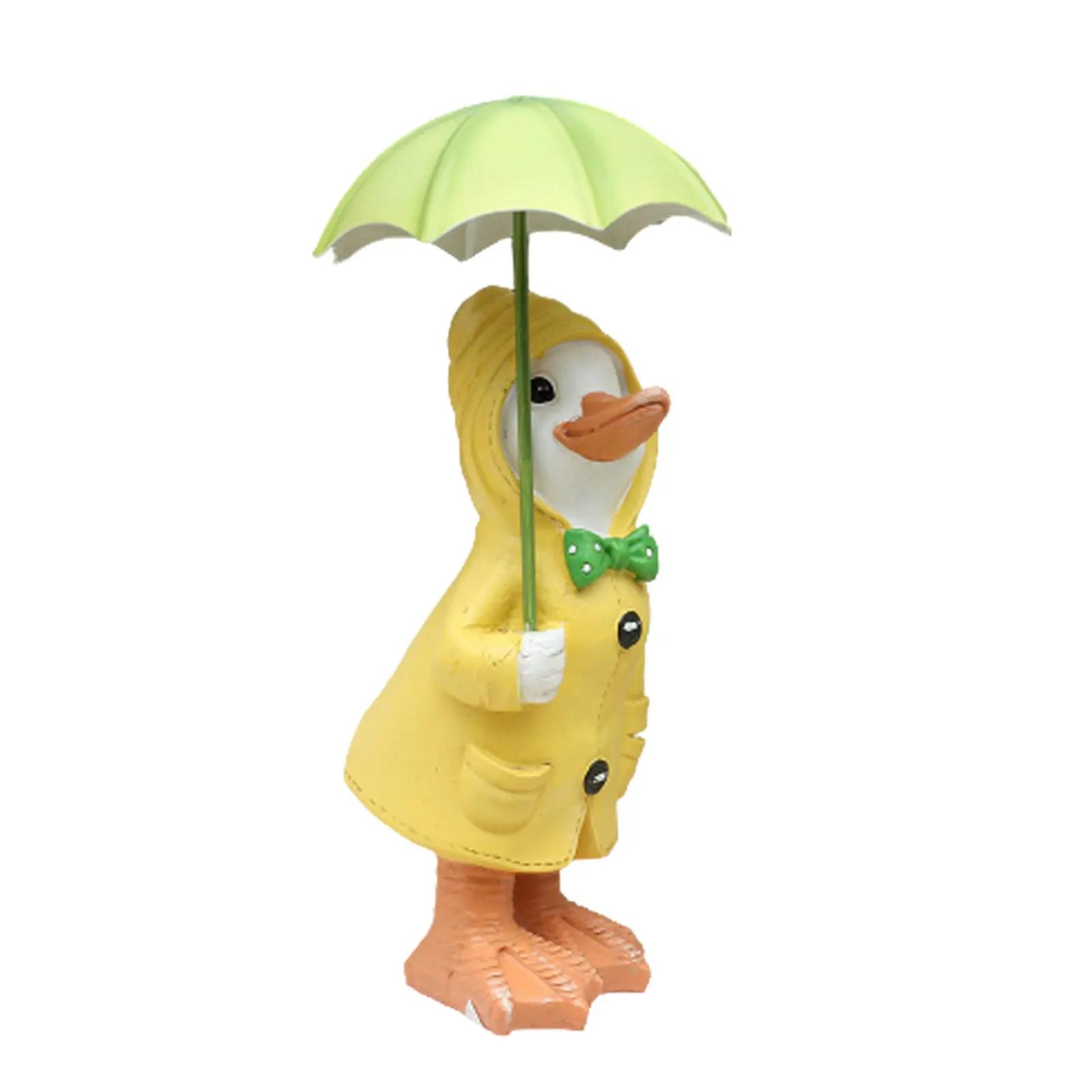 

1 Pair 12cm Dilly and Dally Garden Ducks with Umbrella Resin Ornament Action Figure Room Decor Home Garden Decoration Outdoor
