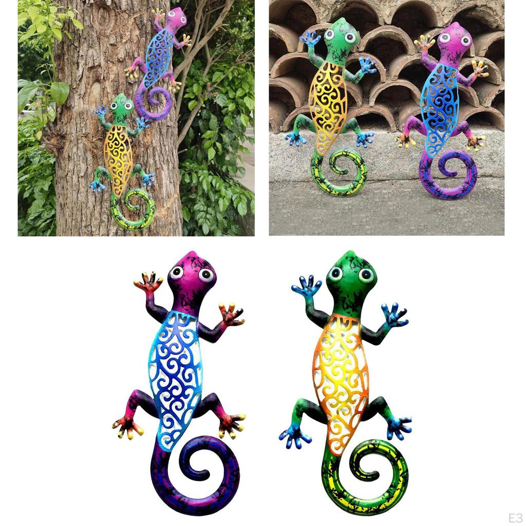 Garden Ornaments Outdoor Indoor Metal Gecko Wall Art Statues Decoration