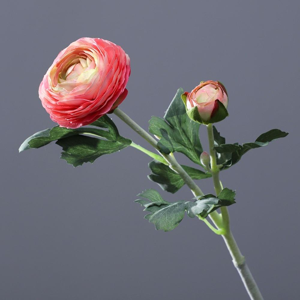 Plastic Material Artificial Flower 2 Head Design Realistic Texture Silk Flower Stem Silk Fabric Faux Bloom