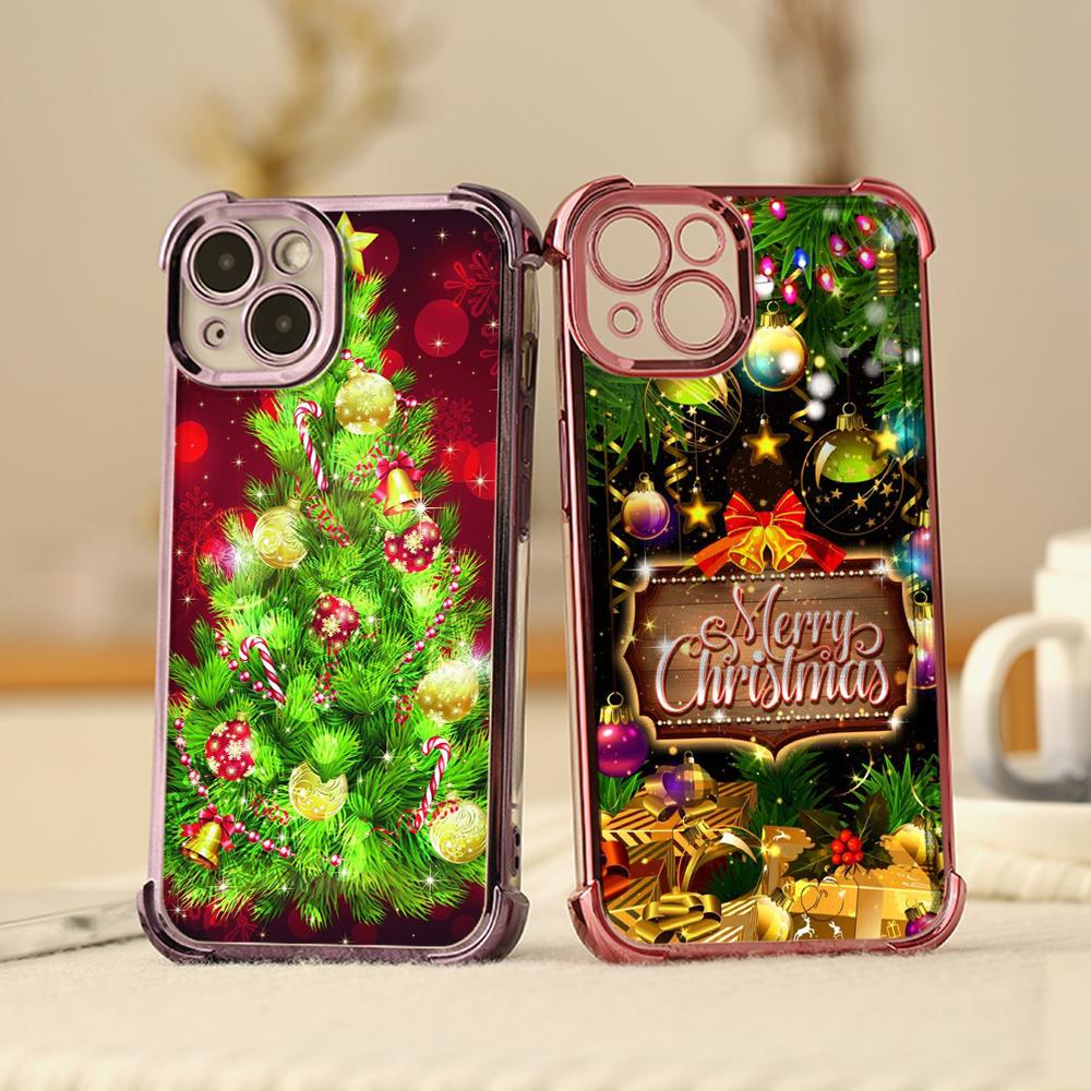 Ae113 Merry Christmas Art Santa Design Art Electroplated TPU Phone Cases for SamsungA54 A12 A14 S22 S23 S24 Ultra A55 A15 Four Corner Protection Cover