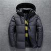 Outdoor Heren Donsjack Witte Eendendons Dikke Warme Casual Jas Met Afneembare Hoed Effen Kleur Bovenkleding