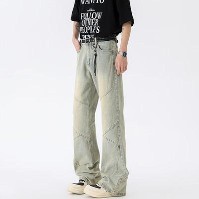 MEDE Herren-Jeans im amerikanischen High-Street-Stil mit geschwungenem Patchwork-Design