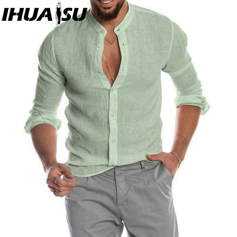 IHUASU Bavlněné tričko s dlouhým rukávem Pánská móda Volné tričko S potiskem Soucitné tričko