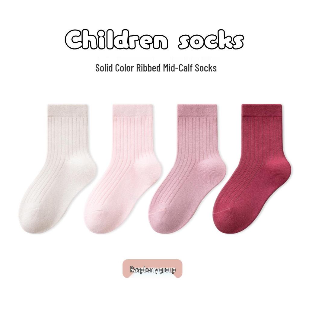 Mädchen-Baumwollsocken in mittlerer Wadenlänge - Einfarbig für Frühling, Herbst und Winter