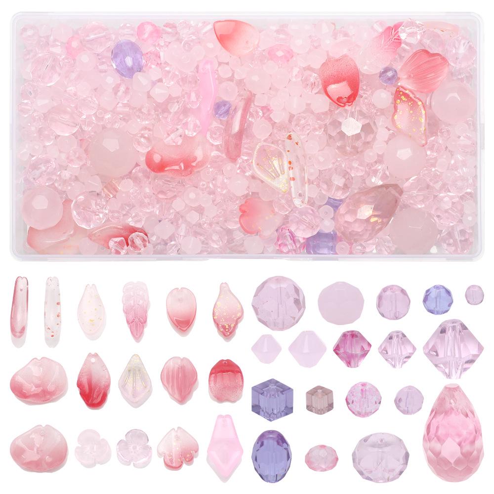 

Красочный кулон из круглых стеклянных бусин в форме лепестка с маленьким листиком, набор для DIY Small Empty Box with Leaf Beads Assortment