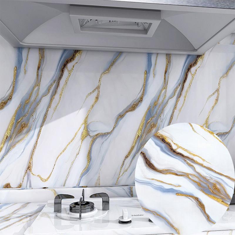 Kitchen Marble Wall Stickers Waterproof and Oil-proof Thick Stickers Stove Countertop Protective Film Self-adhesive Wallpaper