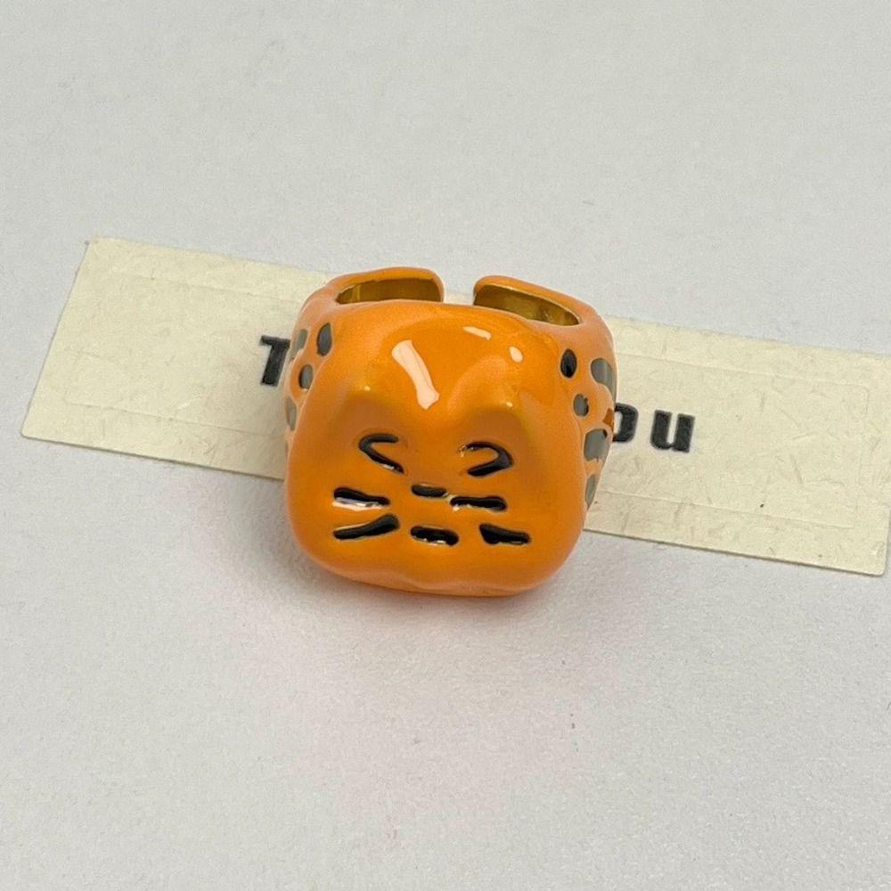 Jewelry Accessories Drip Oil Cat Ring Geometric Chunky Enamel Ring Vintage Painting Ring  Men