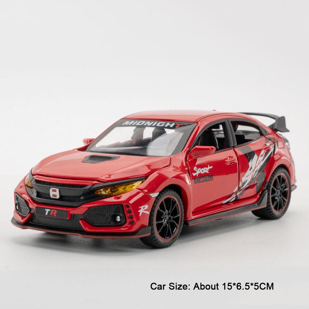 PCDB3 1:32 Honda CIVIC TYPE-R Accord Toys Diecast Alloy Models Car 6 Doors Opened Sound Light Pull Back Cars Children's Holiday Gifts