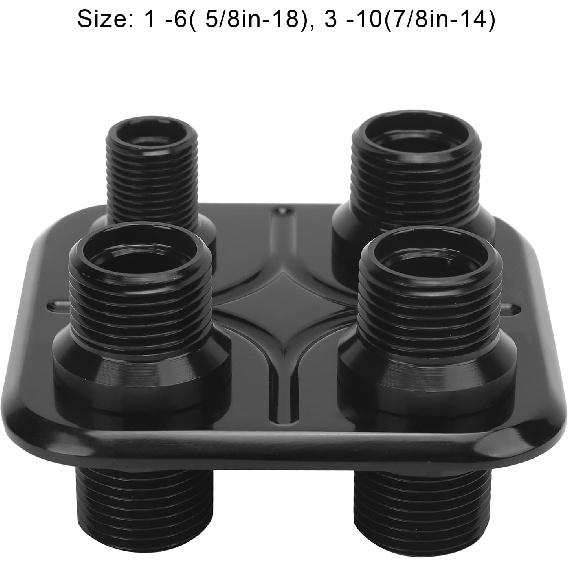 Air Conditioning Bulkhead, 4 Port Air Conditioning Heater Hose Firewall Bulkhead, Fit for Hot Rod Vehicles, for Performance Vehicles (Black)