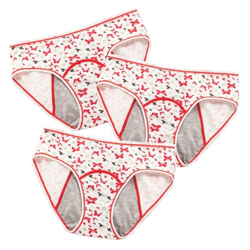 3pcs Leakproof Children Menstrual Pants Cotton Underwear Cute Cartoon Period Panties Fashion Underpants