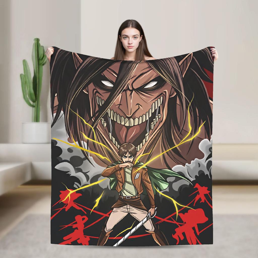 Attack On Titan Blanket Quality Super Soft Throw Blanket Winter Decorative Couch Chair Sofa Bed Funny Bedspread