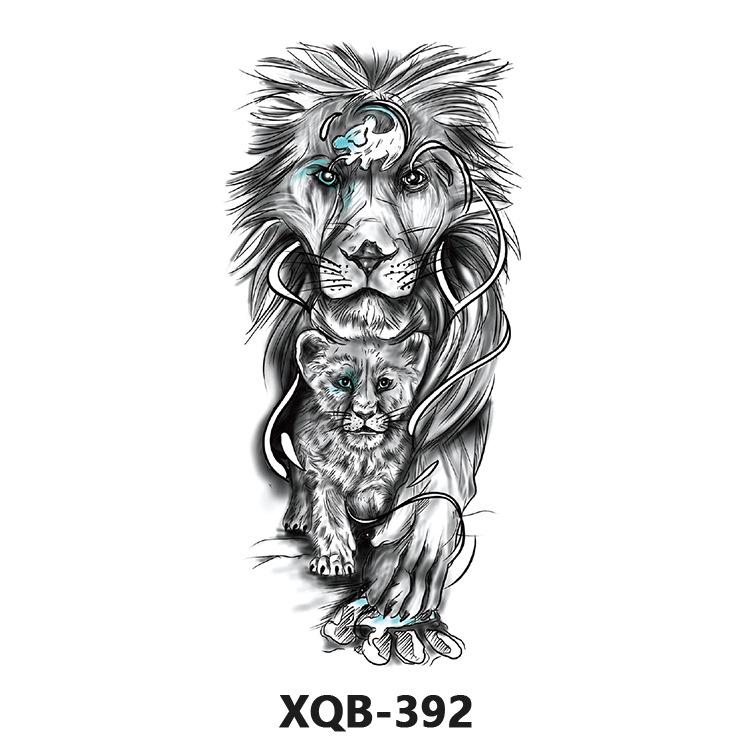 Waterproof Black & White Tiger/Wolf Transfer Sticker for Full/Half Arm - Long-lasting Tattoo for Men & Women