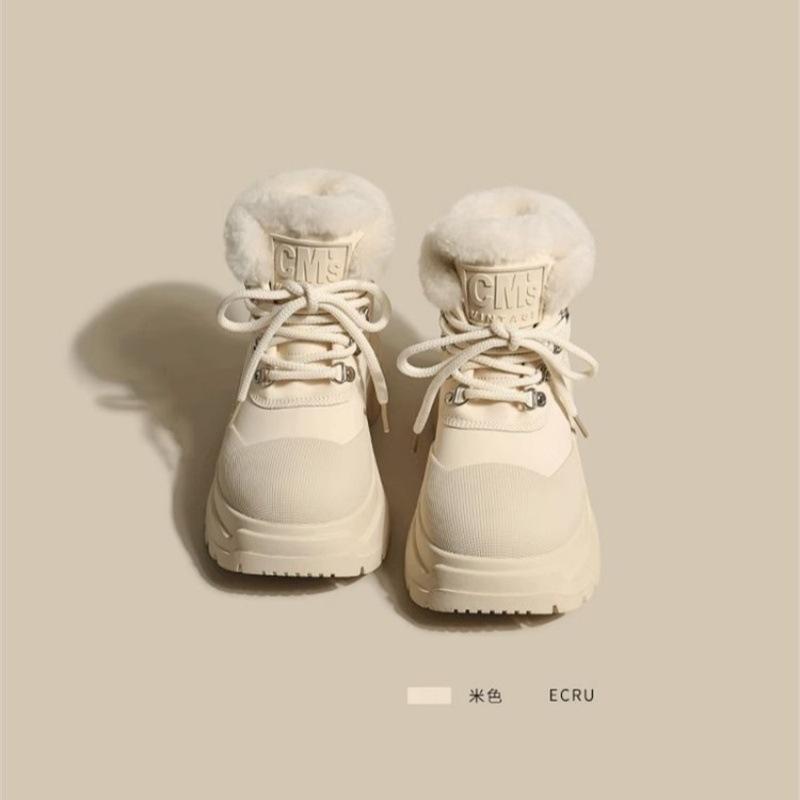 Yunfu snow boots women's 2025 new winter velvet thickened warm Northeast large cotton shoes platform Martin boots