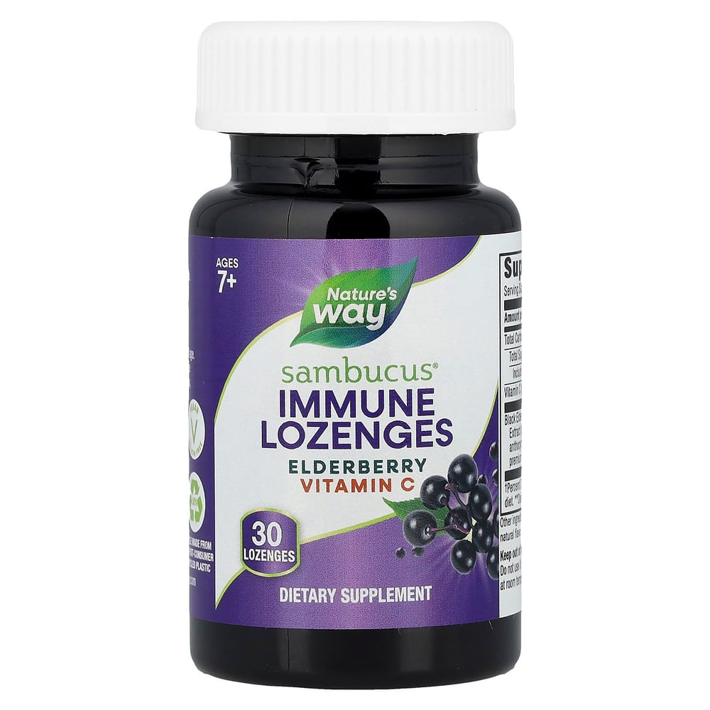 Nature's Way Sambucus Standardized Elderberry with Vitamin C Original Lozenges, 30 Count