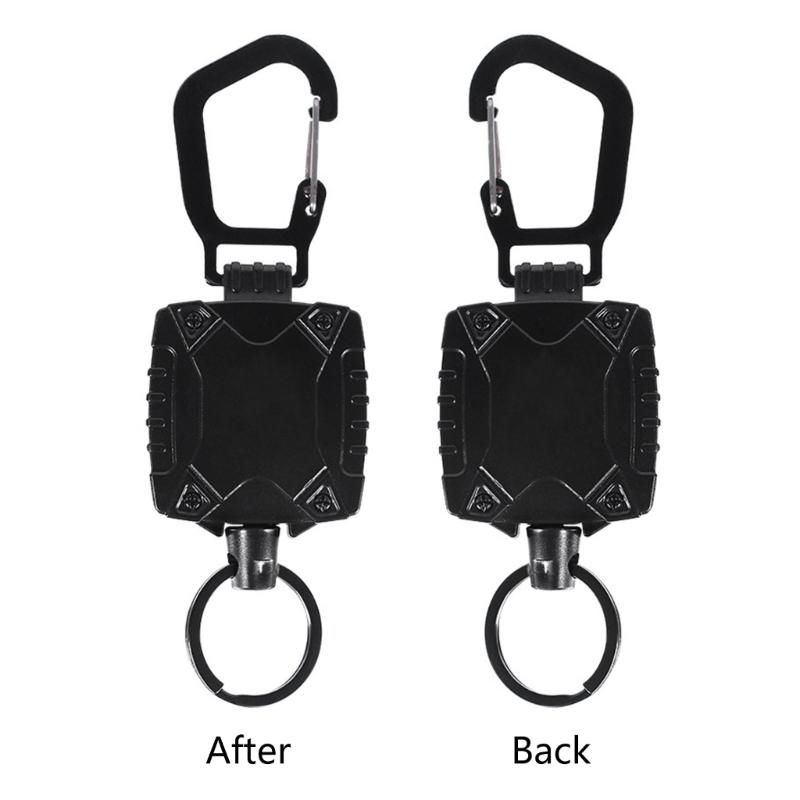 Retractable Keychain Heavy Duty Badge Holder Reel with Belt Clip 23'' Steel Wire Cord Heavy Duty Carabiner Key Holder