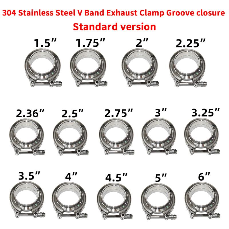 304 Stainless Steel 2“ 2.25"2.5" 3" V band Clamp 3"Inch V-band 2.5 3 Inch Exhaust Flange 76mm Turbo Exhaust Vband V Clamps Kits