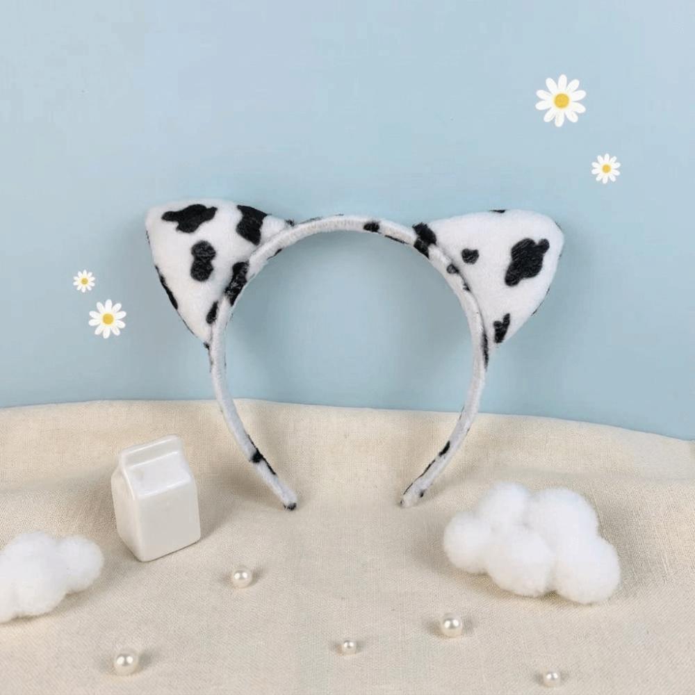 Hair-Pressing Animal Ears Hair Hoop Polyester Dairy Cow Hairband Halloween Carnival