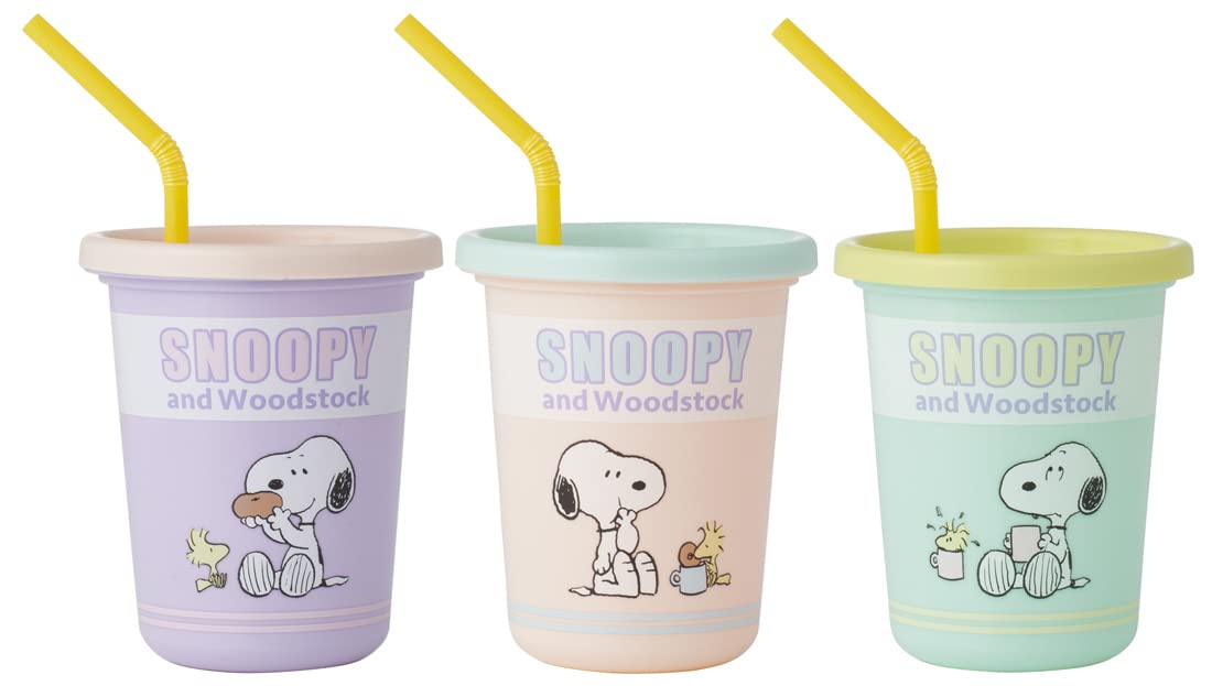 

Стакан Skater с трубочкой 3 шт. 320 мл Snoopy Pop Color Сделано в Японии SIH3ST-A