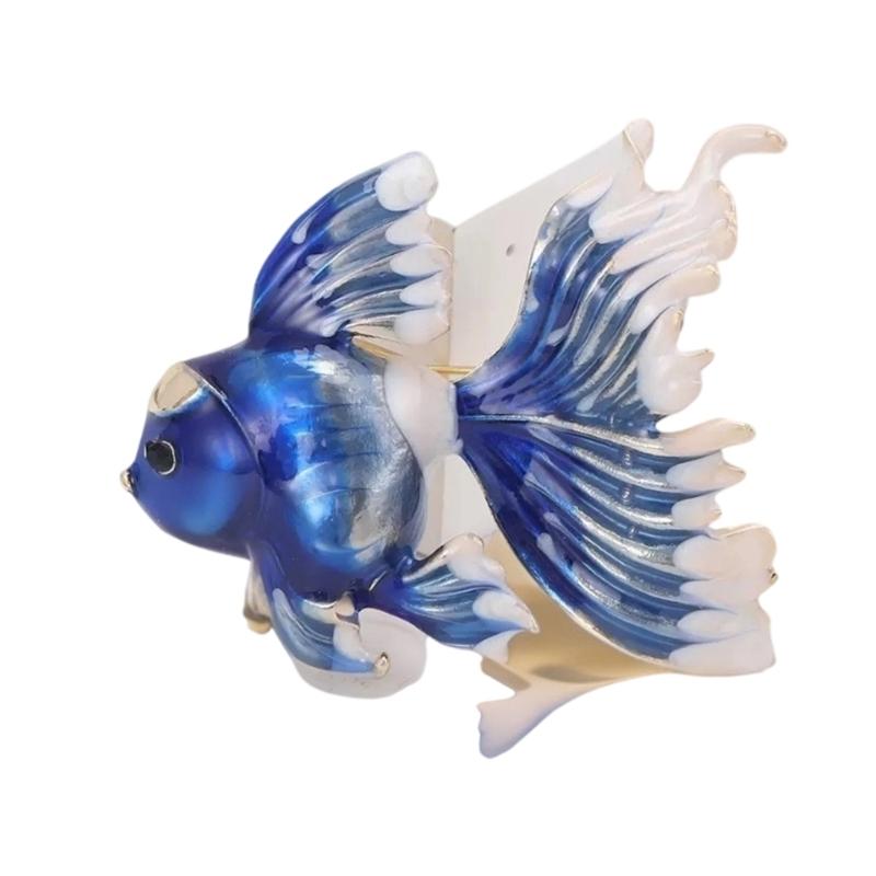 Elegant Goldfish Enamel Brooch Alloy Metal Accessory Convertible Pendant Clothing Accessories For Casual Party Outfit