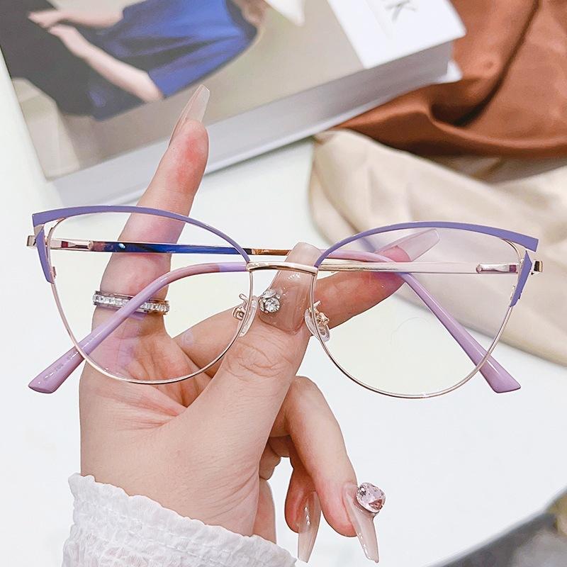 

Очки Cat s Eye Flat Light с оправой, персонализированные, овальные, можно оснастить очками для близорукости, металлические оправы, женские очки с защитой от синего света flat mirror