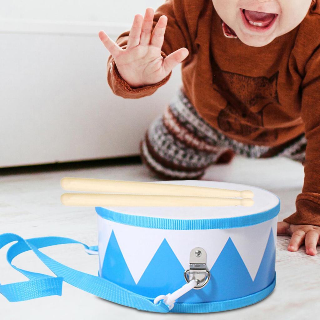 8-calowy Zestaw Perkusyjny dla Dzieci Zestaw Perkusyjny Marszowy Bęben Pasowy z Regulowanym Paskiem na Instrument Muzyczny Prezent Festiwalowy dla Niemowląt Dziewczynek Chłopców