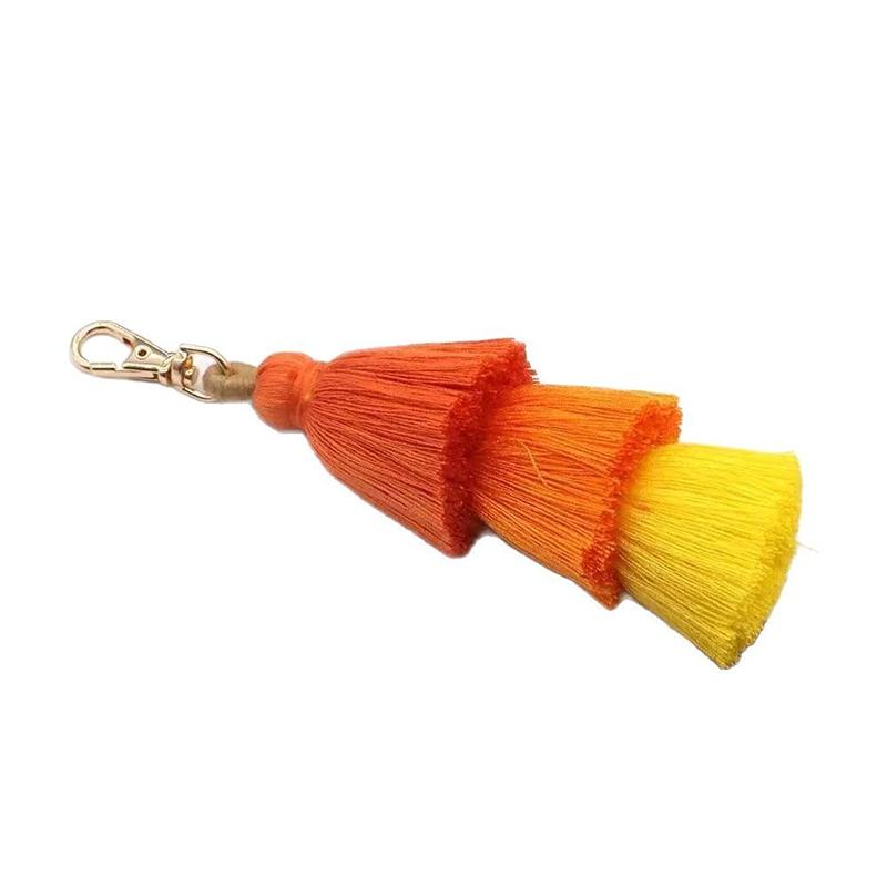 Three-Layer Cotton Thread Fringed Bag Pendant Ethnic Style Keychain Bohemian Style 3-Layer Ear Pendant Bag Parts & Accessories
