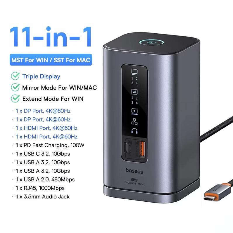 Baseus docking station USB Type-C splitter hub plug multi interface converter suitable for MAC computer multi screen display