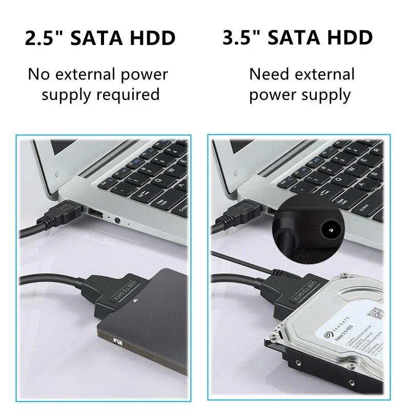 SATA To USB 3.0 Adapter 3.5/2.5 Inch SSD Hard Drive Connection Cable SATA Hard Drive Converter Support UASP with 12V Power Adapt