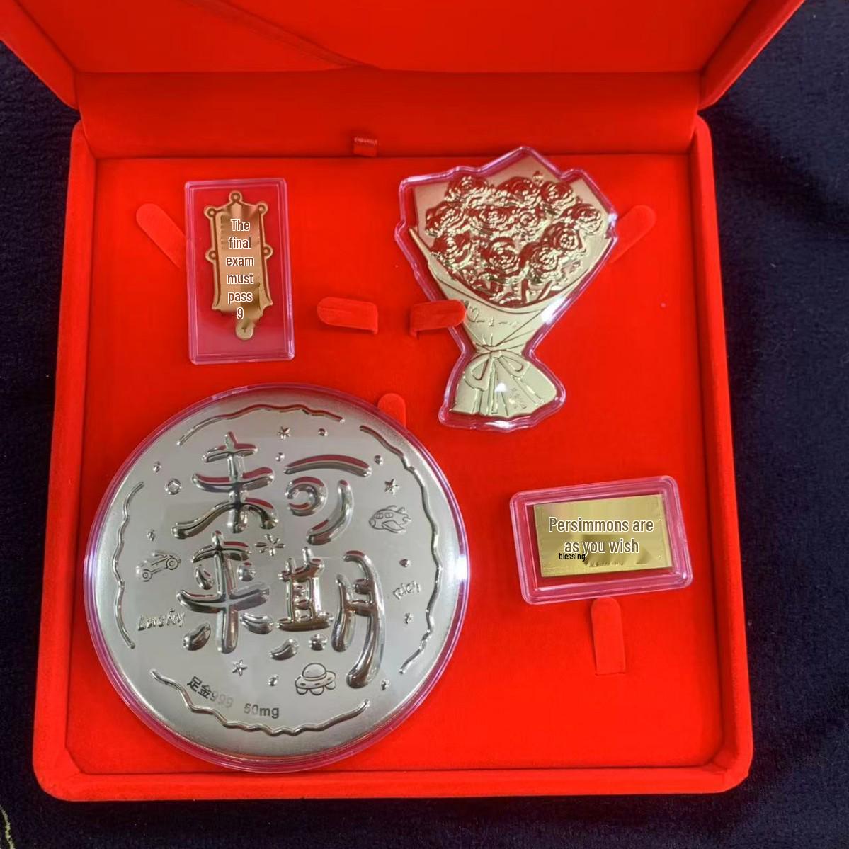 Pure Gold Coin for Exam Success: Wishing students smooth exams and fulfilled dreams with a large 999 pure gold coin for good luck.