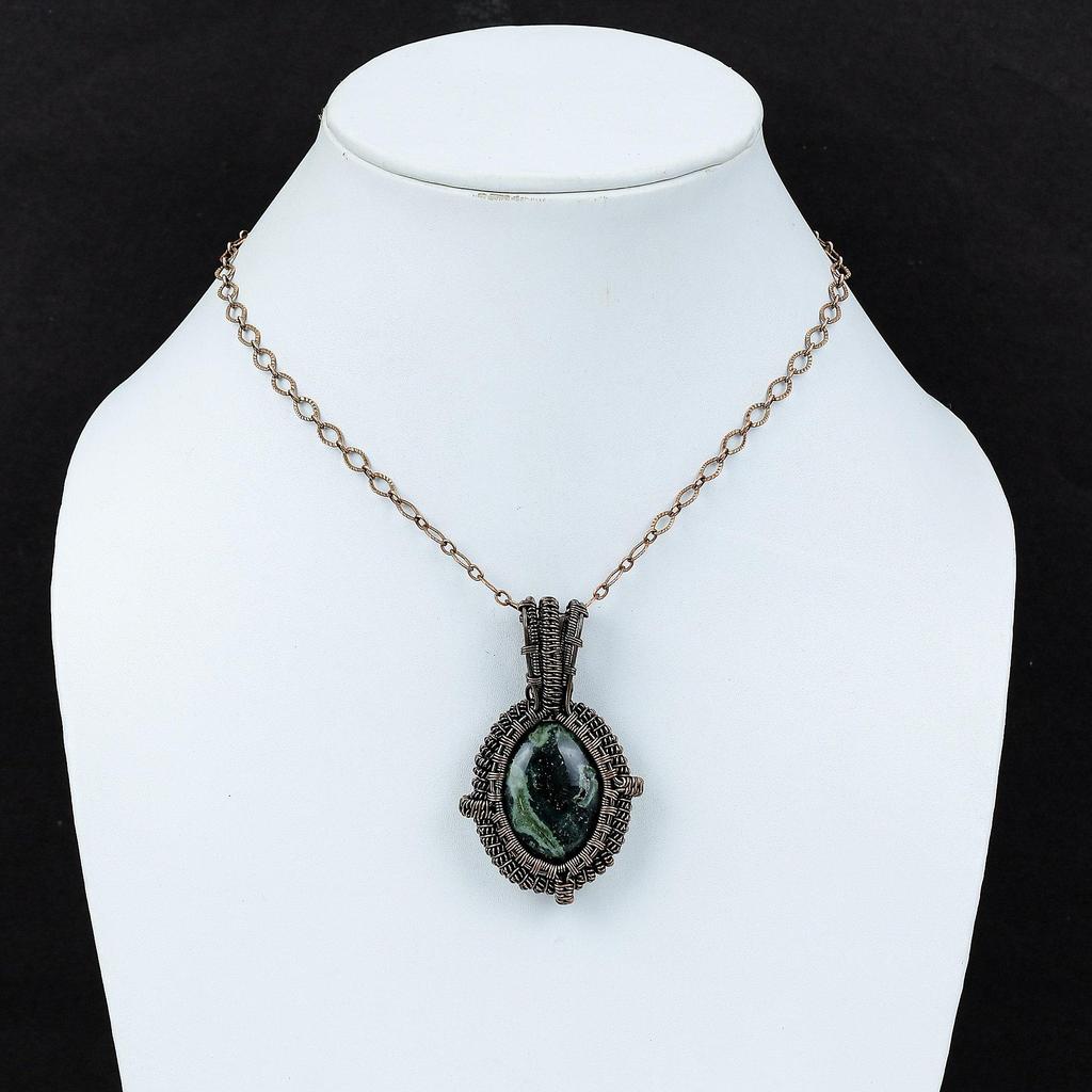 Kambaba Jasper Pendant Copper Wire Wrapped Pendant Handmade Boho Jewelry Top Quality Gemstone Pendant Beautiful Copper Jewelry Gift For Her