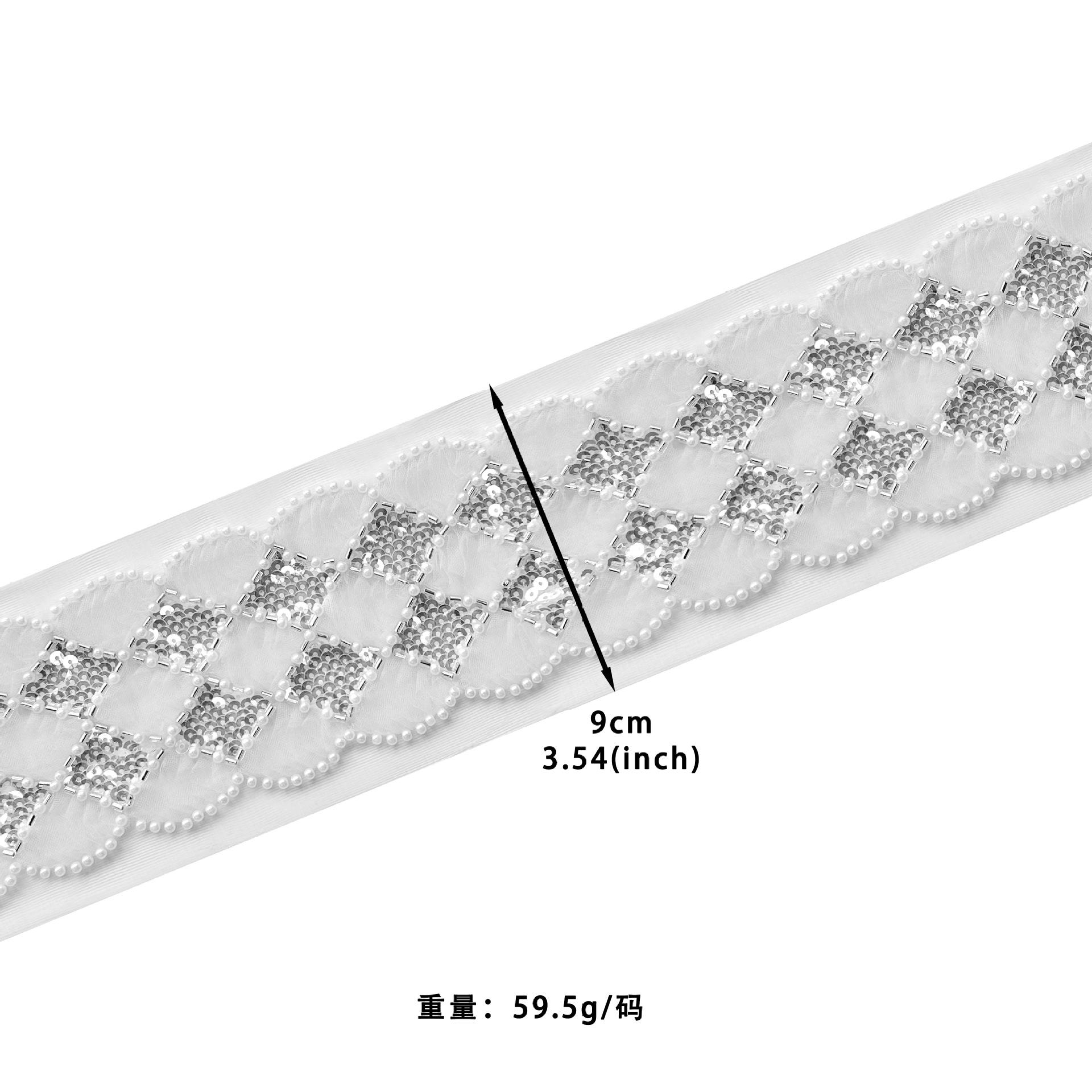 

Colored Staple Sequins Mesh Lace Clothing Dress Lolita Skirt Cuffs Decorative Lace Accessories TX47 white one size