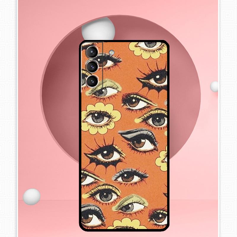 Eye Illustration Case For Samsung Galaxy S24 Ultra S22 Plus S20 S21 FE S8 S9 S10 Note 10 20 S23 Ultra Cover
