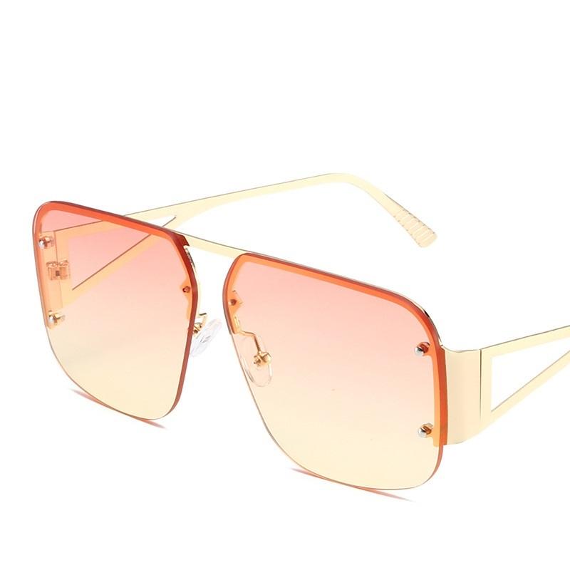

Vintage Half Frmae Y2K Sunglasses For Women New Fashion Brand Alloy Gradient Hip Hop Sun Glasses Female Driving Shades Uv400 as picture