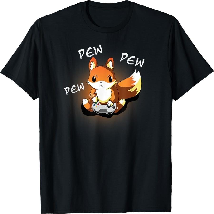 Angry Gamer Fox, Kawaii Funny Cute Gaming Design T-Shirt