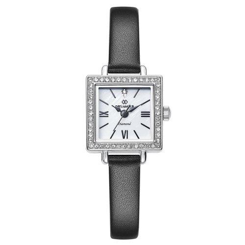 [D EUX AMOUR] D EUX AMOUR Women s Diamond Leather Band Watch DAW6101L-BK FREE
