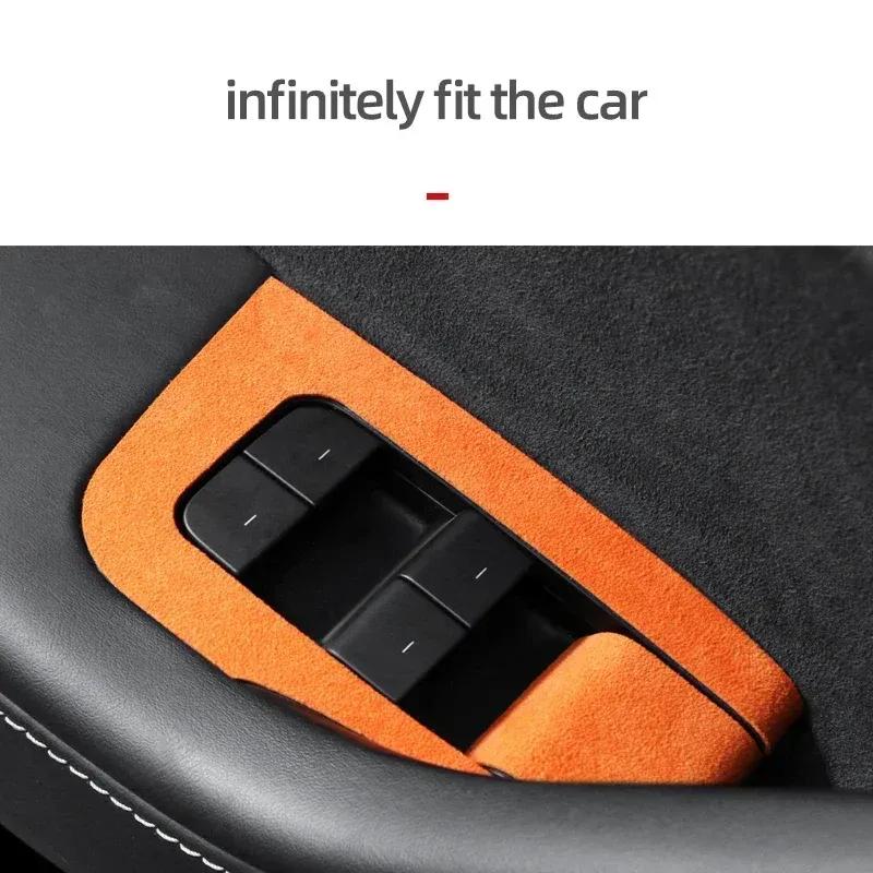 Betterhumz for Tesla Model 3 Model Y Door Lock Button Trim Sticker Car Window Control Panel Sticker Decals Interior Accessories