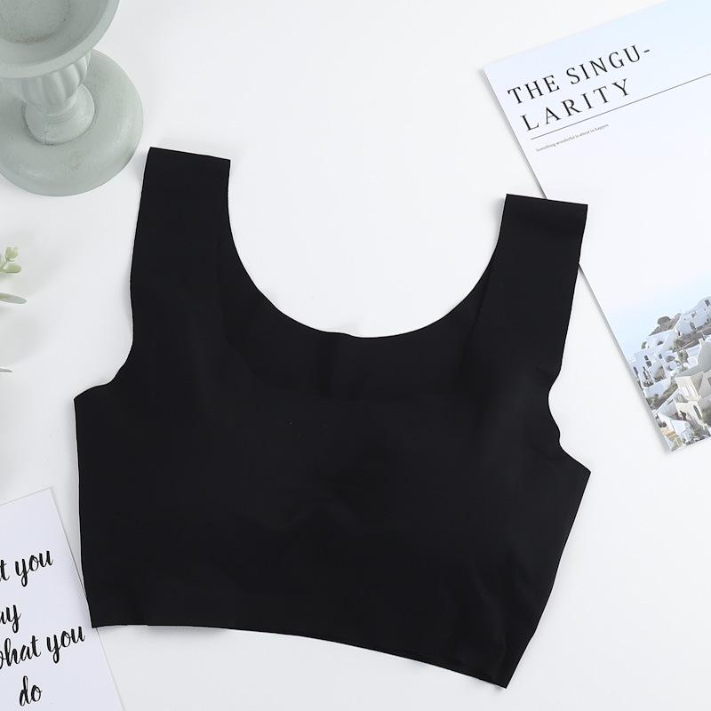 Comfortable Plus Size Wireless Seamless Ice Silk Sports Bra with Beautiful Back Design