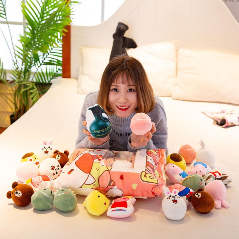 Cartoon Snack Bag Plush Pillow With Animal Shapes For Office Decor And Cozy Comfort